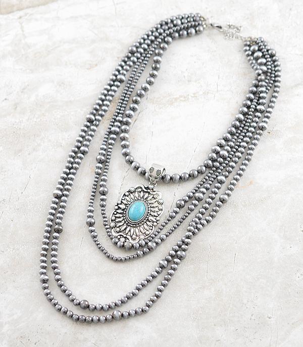 NECKLACES :: WESTERN LONG NECKLACES :: Wholesale Western Concho Navajo Pearl Necklace