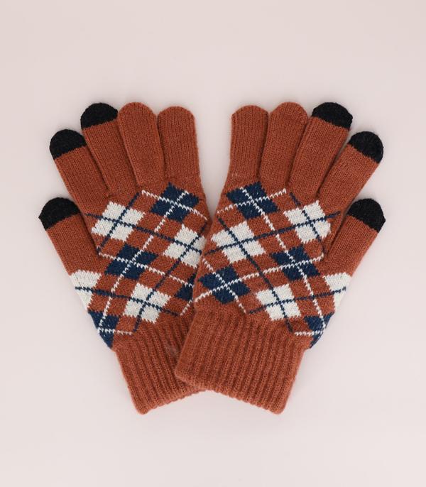 GLOVES I SOCKS :: Wholesale Argyle Knit Smart Touch Gloves