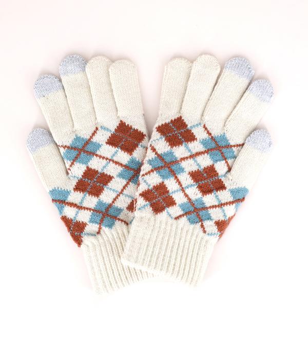 <font color=GREEN>HOLIDAYS</font> :: SOCKS I GLOVES :: Wholesale Argyle Knit Smart Touch Gloves