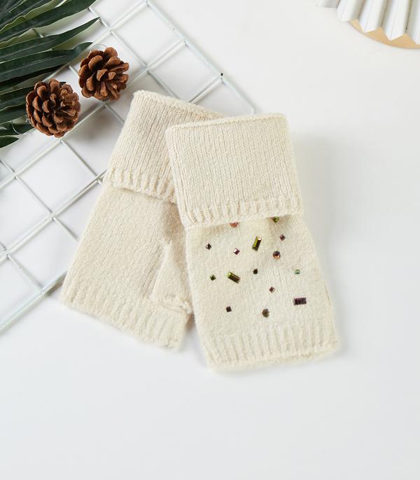 <font color=GREEN>HOLIDAYS</font> :: SOCKS I GLOVES :: Wholesale Sparkle Rhinestone Fingerless Glove