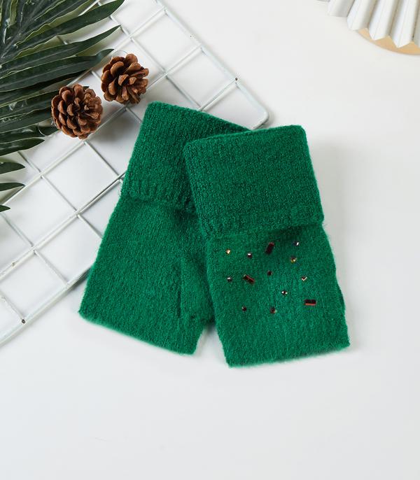 <font color=GREEN>HOLIDAYS</font> :: SOCKS I GLOVES :: Wholesale Sparkle Rhinestone Fingerless Glove