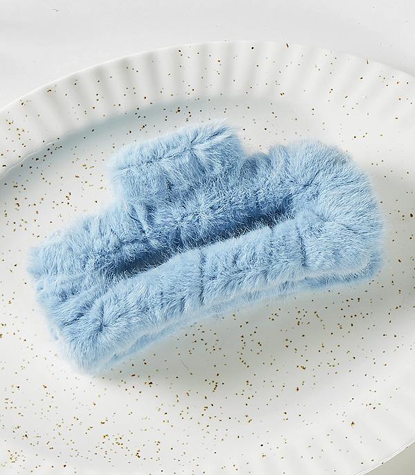 HATS I HAIR ACC :: HAIR ACCESSORIES :: Wholesale Soft Fuzzy Har Claw Clip