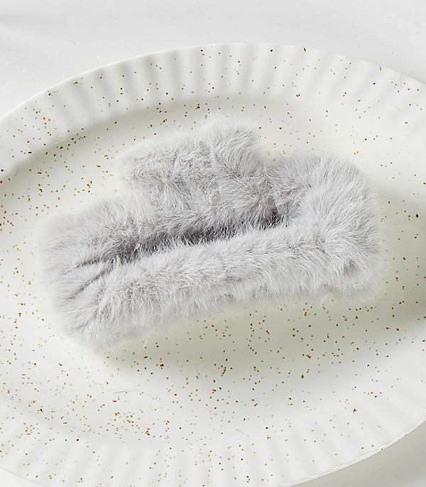 HATS I HAIR ACC :: HAIR ACCESSORIES :: Wholesale Soft Faux Fur Hair Claw Clip