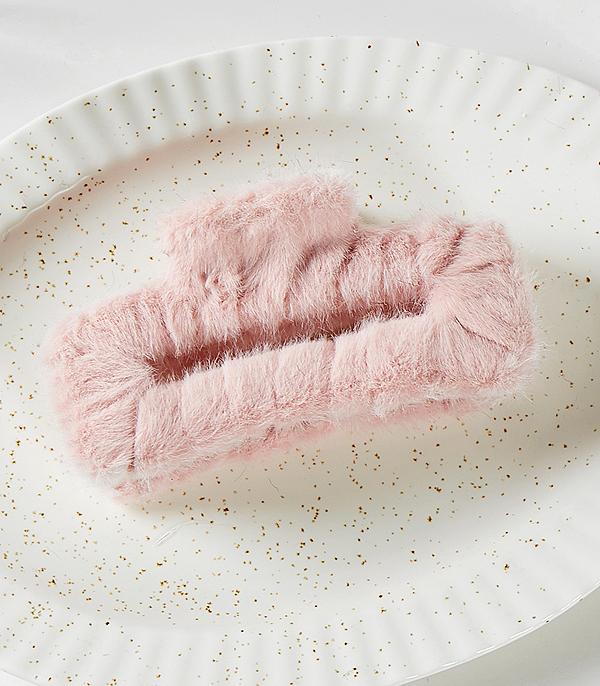 HATS I HAIR ACC :: HAIR ACCESSORIES :: Wholesale Soft Faux Fur Hair Claw Clip