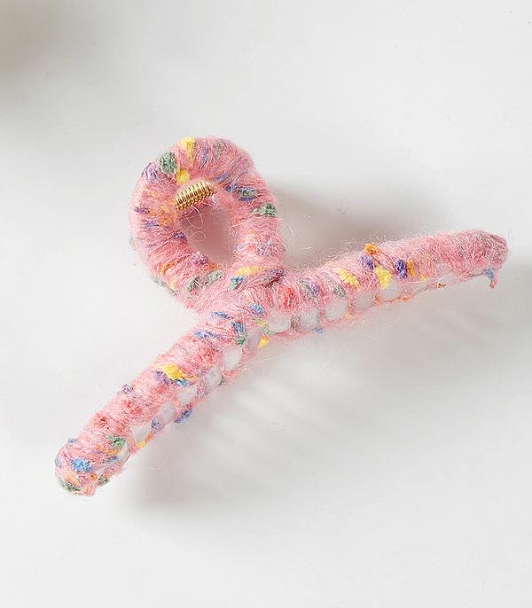 HATS I HAIR ACC :: HAIR ACCESSORIES :: Wholesale Multi Color Thread Hair Claw Clip