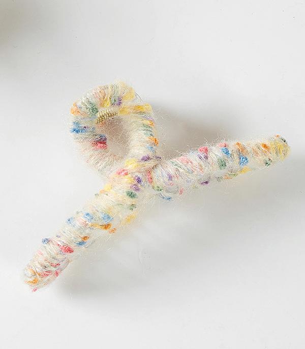 HATS I HAIR ACC :: HAIR ACCESSORIES :: Wholesale Multi Color Thread Hair Claw Clip