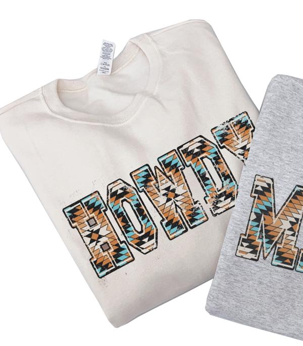 GRAPHIC TEES :: LONG SLEEVE :: Wholesale Western Aztec Howdy Sweatshirt