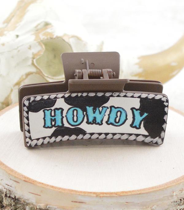 New Arrival :: Wholesale Western Howdy Cow Print Hair Claw 