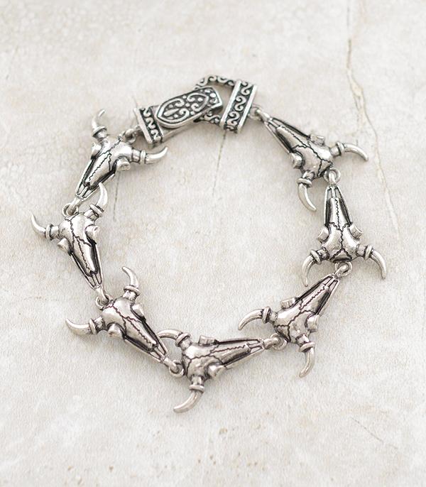 BRACELETS :: LINK :: Wholesale Steer Skull Magnetic Bracelet