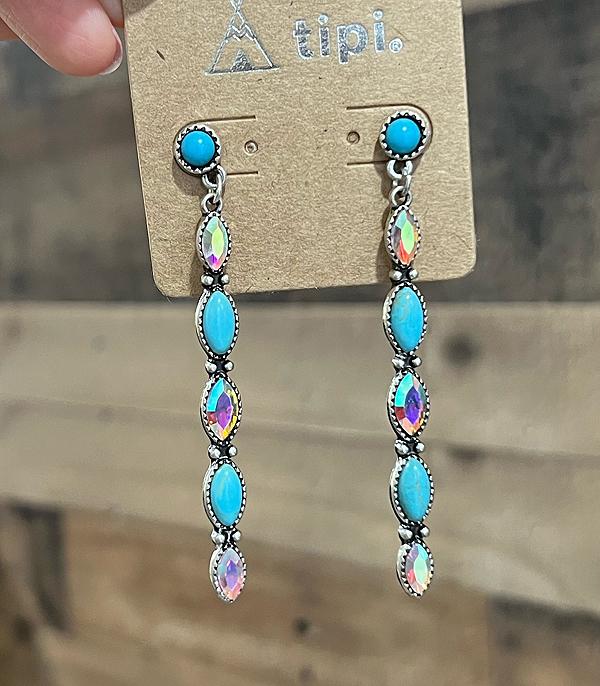 WHAT'S NEW :: Wholesale Turquoise Glass Stone Drop Earrings