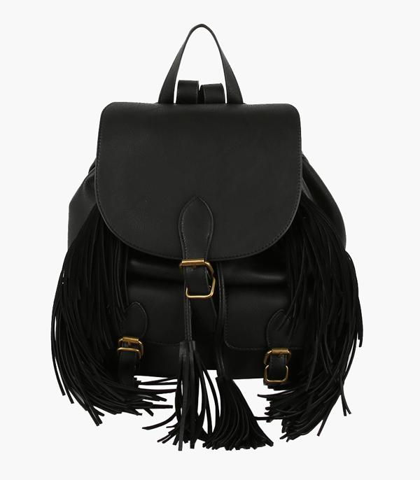HANDBAGS :: BACKPACK l SLING BAG :: Wholesale Vegan Leather Fringe Backpack