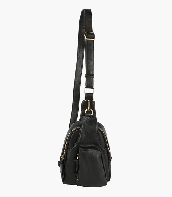 HANDBAGS :: BACKPACK l SLING BAG :: Wholesale Vegan Leather Multicompartment Sling Bag