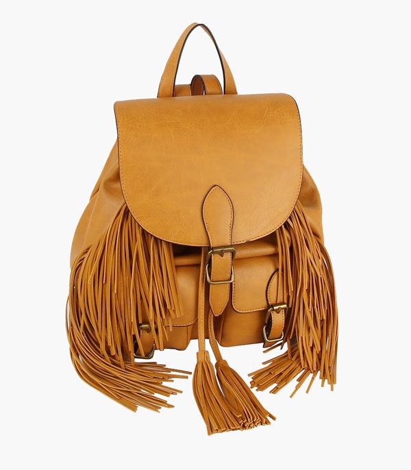 HANDBAGS :: FASHION :: Wholesale Vegan Leather Fringe Backpack