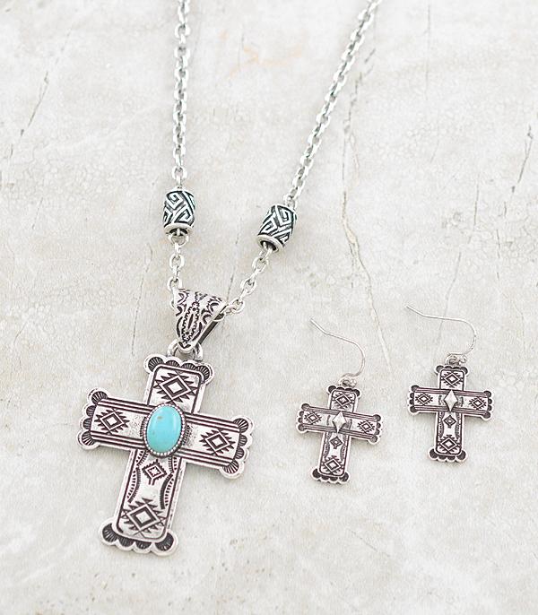 NECKLACES :: CHAIN WITH PENDANT :: Wholesale Western Aztec Cross Necklace Set