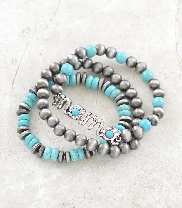 BRACELETS :: STRETCH-BEAD :: Wholesale Turquoise Mama Navajo Bracelet Set