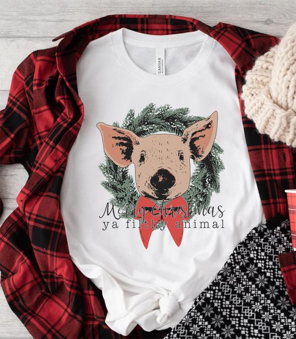 <font color=GREEN>HOLIDAYS</font> :: GRAPHIC TEES :: Wholesale Christmas Pig Bella Canvas Tshirt