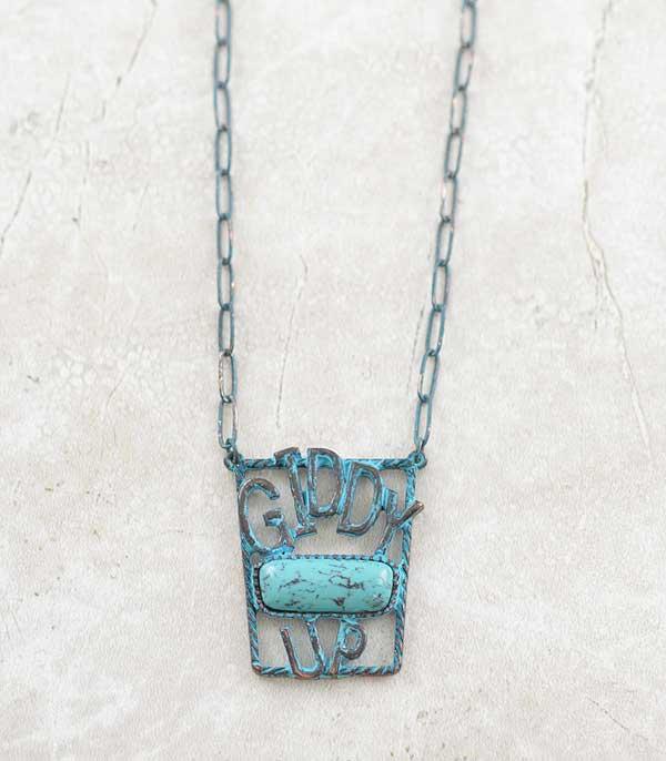 NECKLACES :: CHAIN WITH PENDANT :: Wholesale Giddy Up Turquoise Pendant Necklace