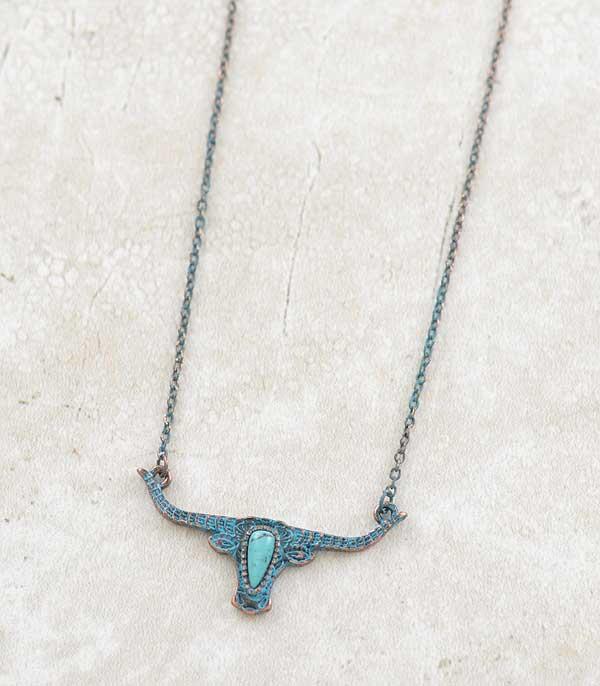 NECKLACES :: CHAIN WITH PENDANT :: Wholesale Western Longhorn Necklace