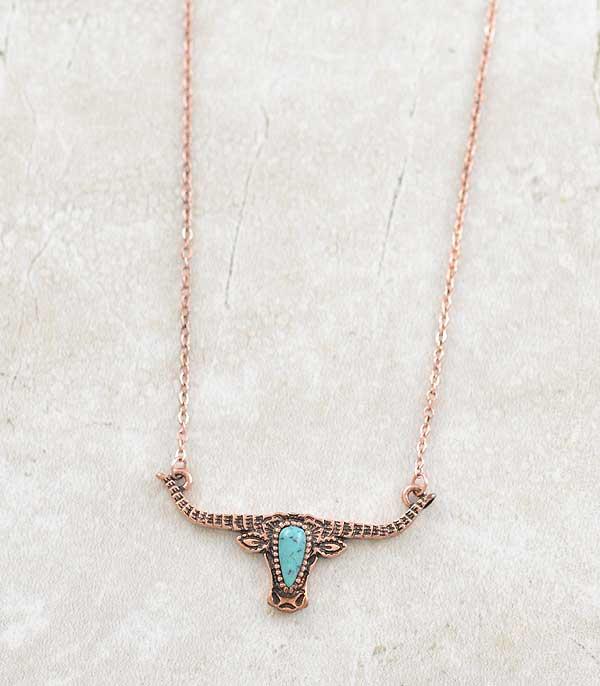 NECKLACES :: CHAIN WITH PENDANT :: Wholesale Western Longhorn Pendant Necklace