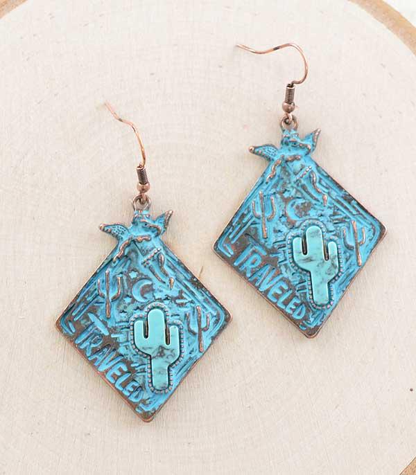 EARRINGS :: WESTERN HOOK EARRINGS :: Wholesale Western Cactus Dangle Earrings