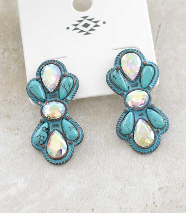 EARRINGS :: WESTERN POST EARRINGS :: Wholesale Western Turquoise Concho Post Earrings