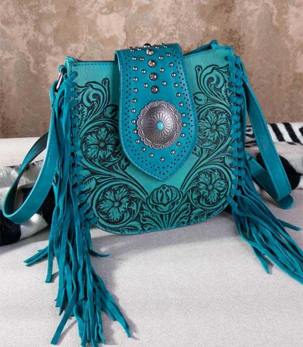 MONTANAWEST BAGS :: CROSSBODY BAGS :: Wholesale Tooled Concealed Carry Fringe Crossbody 