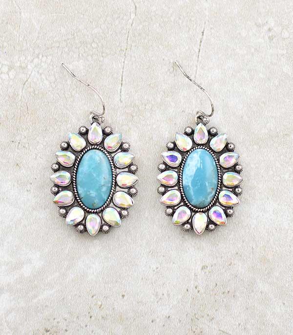 EARRINGS :: TRENDY EARRINGS :: Wholesale Turquoise Rhinestone Earrings