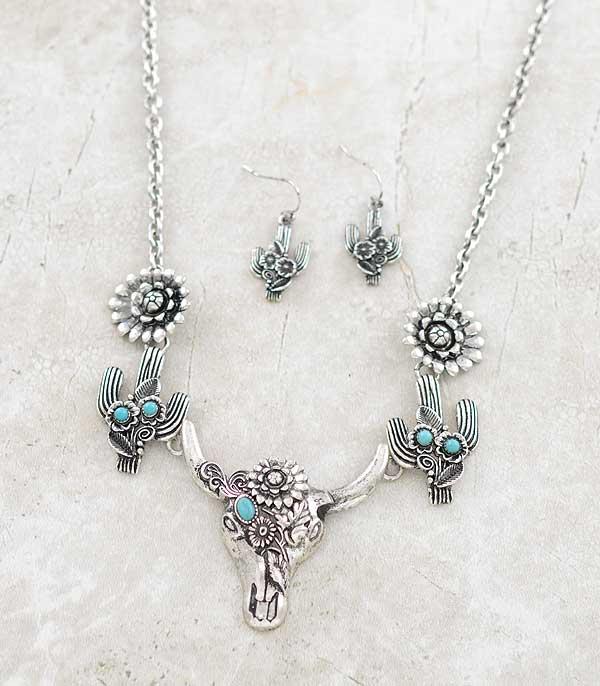 New Arrival :: Wholesale Western Steer Skull Necklace Set