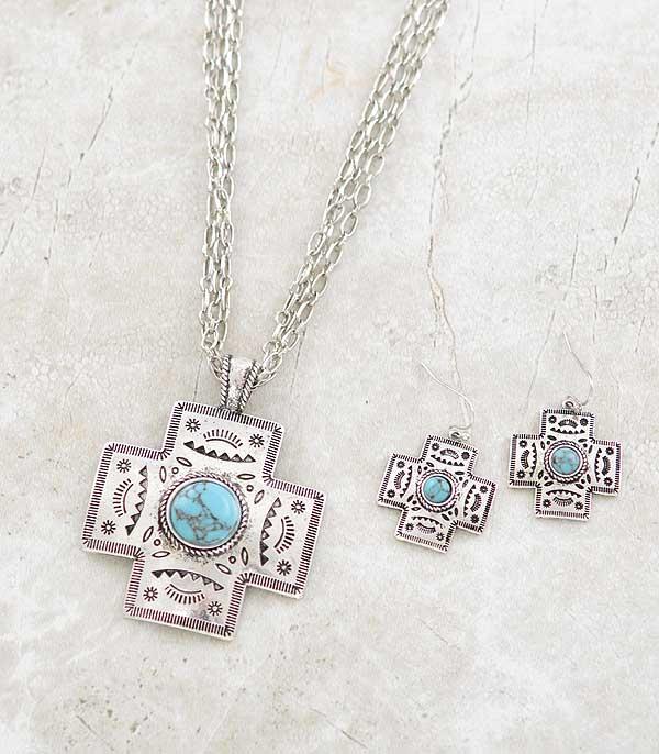 NECKLACES :: TRENDY :: Wholesale Western Cross Pendant Necklace set