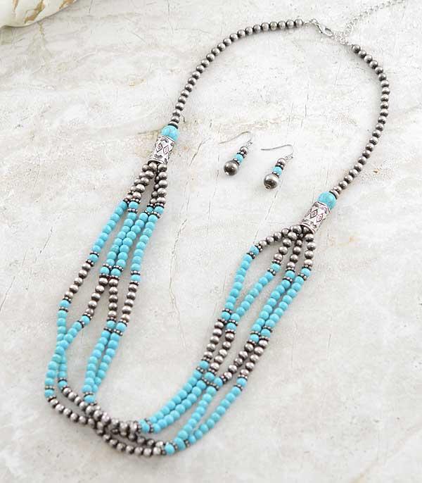 NECKLACES :: WESTERN LONG NECKLACES :: Wholesale Aztec Navajo Pearl Bead Necklace