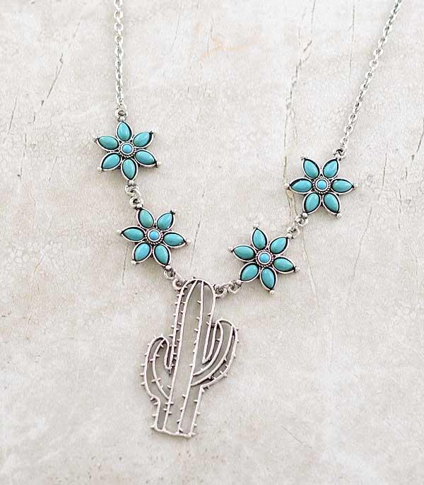 New Arrival :: Wholesale Western Turquoise Cactus Necklace