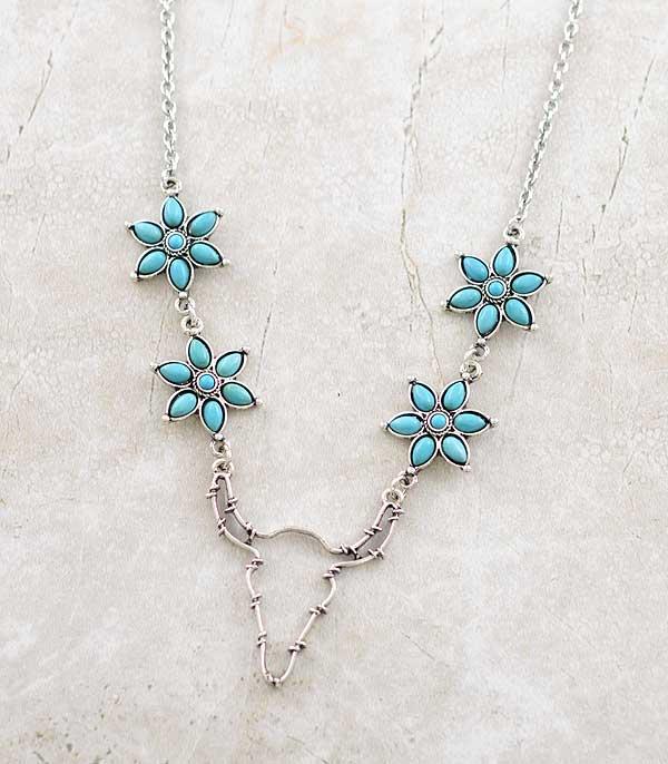 New Arrival :: Wholesale Western Turquoise Steer Head Necklace