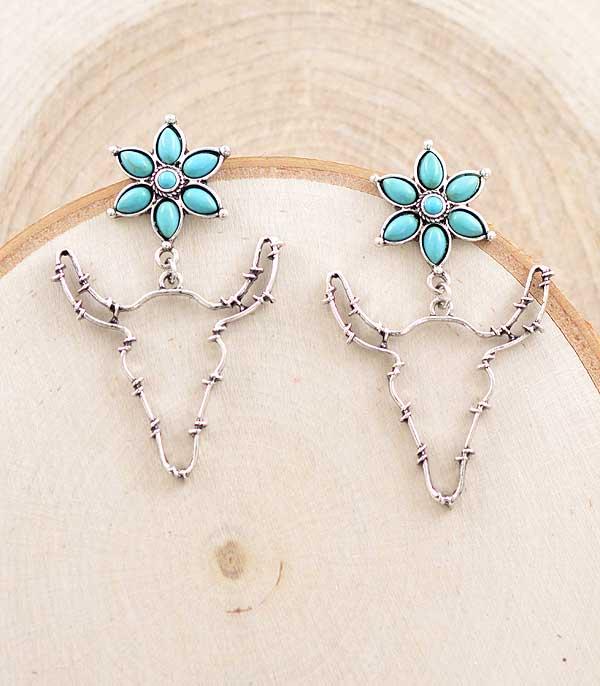 New Arrival :: Wholesale Barbwire Steer Head Earrings