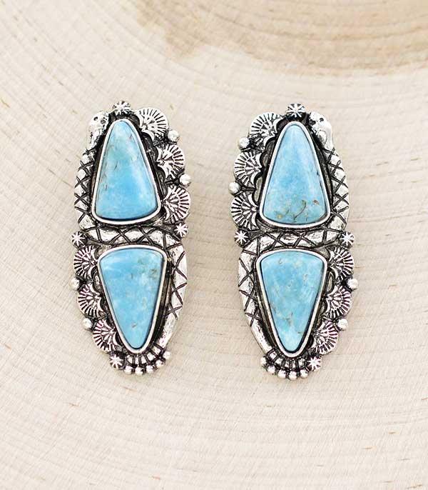 New Arrival :: Wholesale Western Turquoise Statement Earrings