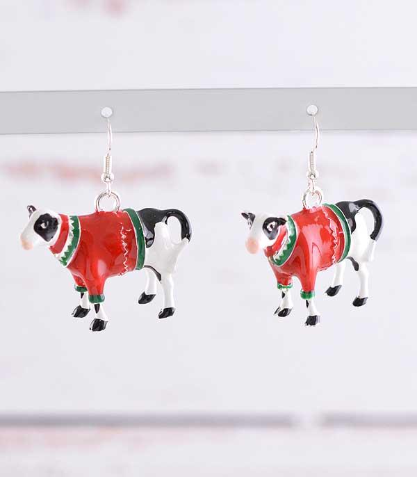 <font color=GREEN>HOLIDAYS</font> :: JEWELRY I BAGS :: Wholesale Christmas Cow Earrings