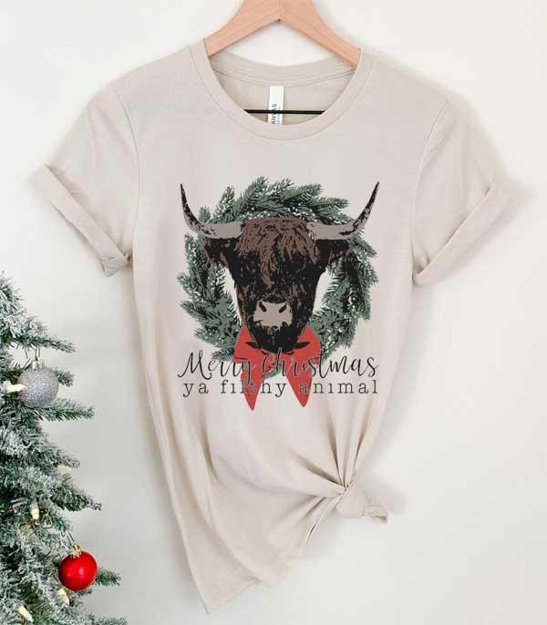 <font color=GREEN>HOLIDAYS</font> :: GRAPHIC TEES :: Wholesale Bella Canvas Christmas Cow Tshirt