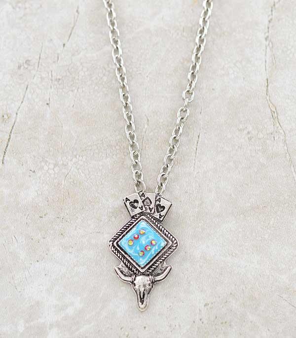 NECKLACES :: CHAIN WITH PENDANT :: Wholesale Western Ace Steerhead Necklace