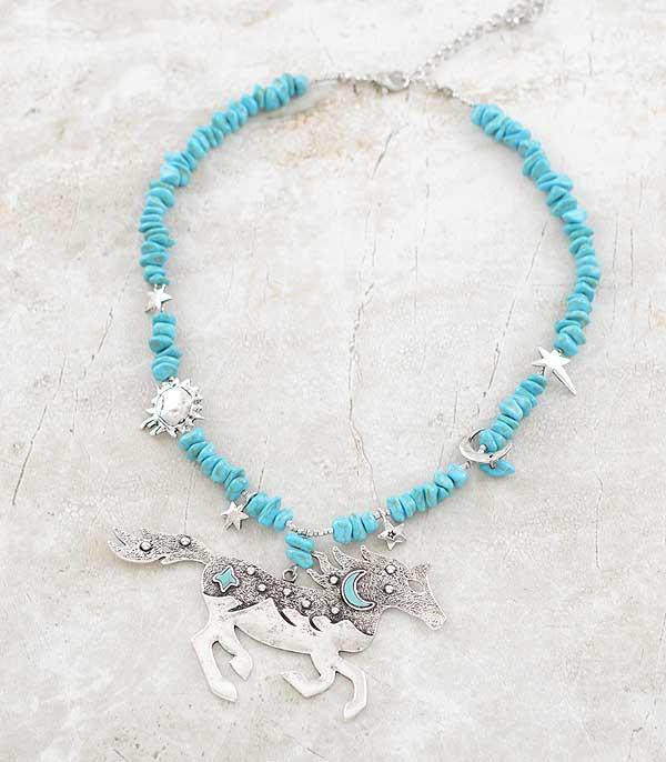 New Arrival :: Wholesale Western Running Horse Turquoise Necklace