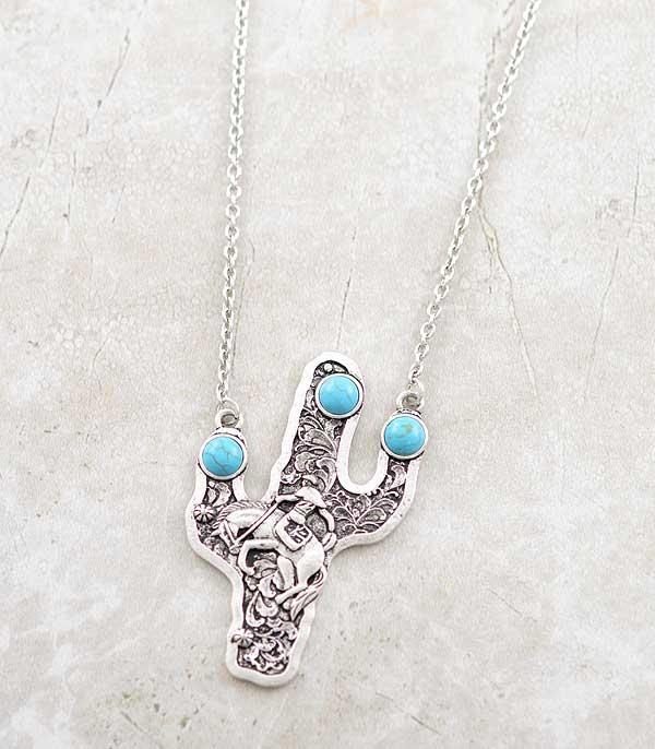 NECKLACES :: CHAIN WITH PENDANT :: Wholesale Rodeo Cowboy Cactus Necklace