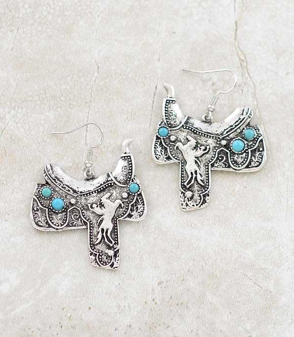 New Arrival :: Wholesale Western Turquoise Saddle Earrings