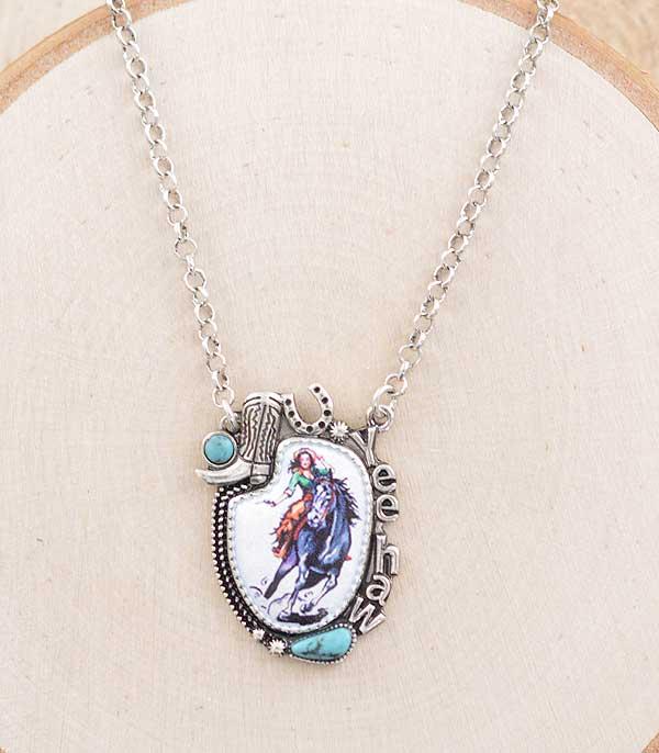 NECKLACES :: CHAIN WITH PENDANT :: Wholesale Western Rodeo Cowgirl Necklace