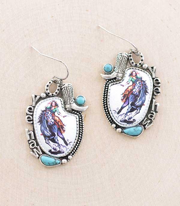 New Arrival :: Wholesale Yeehaw Rodeo Cowgirl Earrings