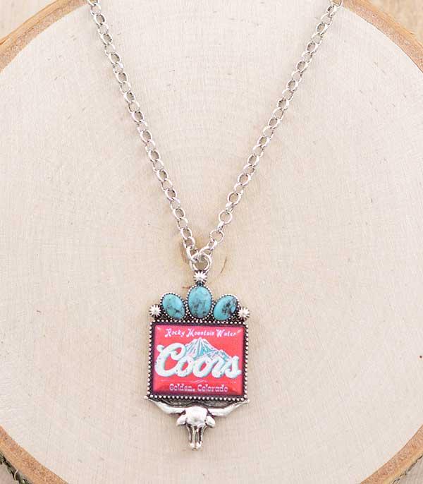 NECKLACES :: CHAIN WITH PENDANT :: Wholesale Western Beer Turquoise Necklace