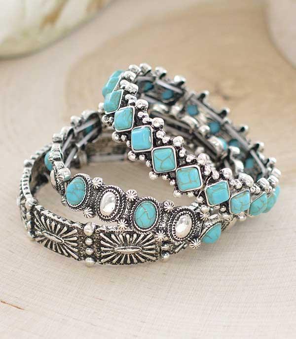 BRACELETS :: STRETCH-BEAD :: Wholesale Western Turquoise Bracelet Set