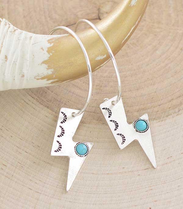 New Arrival :: Wholesale Western Turquoise Lightning Bolt Earring