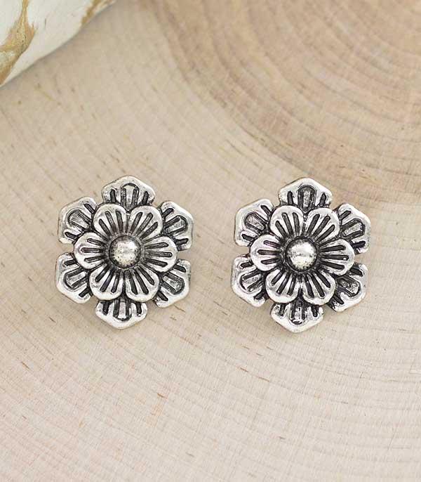 New Arrival :: Wholesale Western Flower Concho Earrings