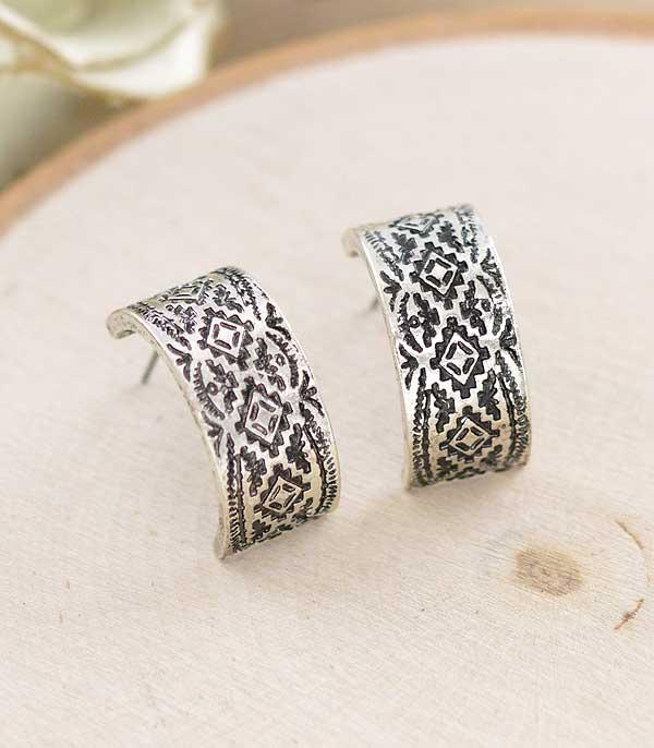 New Arrival :: Wholesale Western Aztec Hoop Earrings