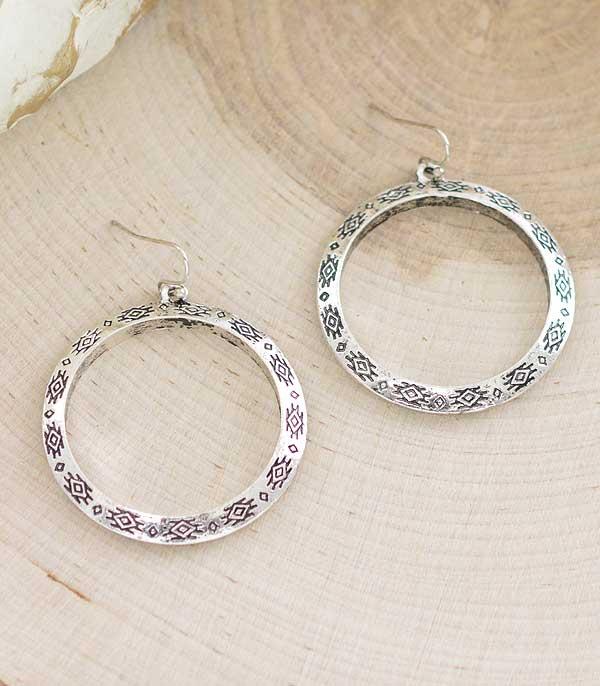 New Arrival :: Wholesale Western Aztec Hoop Earrings