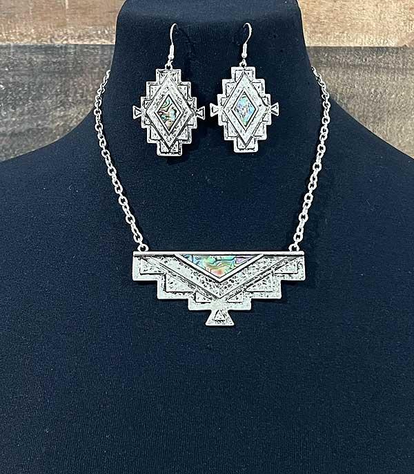 NECKLACES :: WESTERN TREND :: Wholesale Aztec Shape Abalone Necklace Set