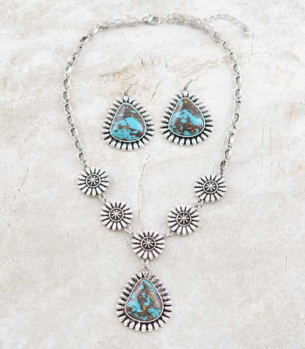 NECKLACES :: WESTERN TREND :: Wholesale Turquoise Teardrop Concho Necklace